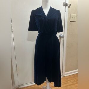 Elegant Navy Velvet Dress